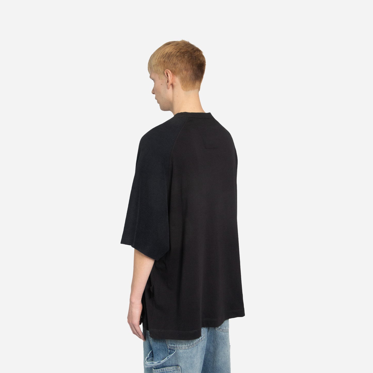 two tone ranglan t-shirt - black
