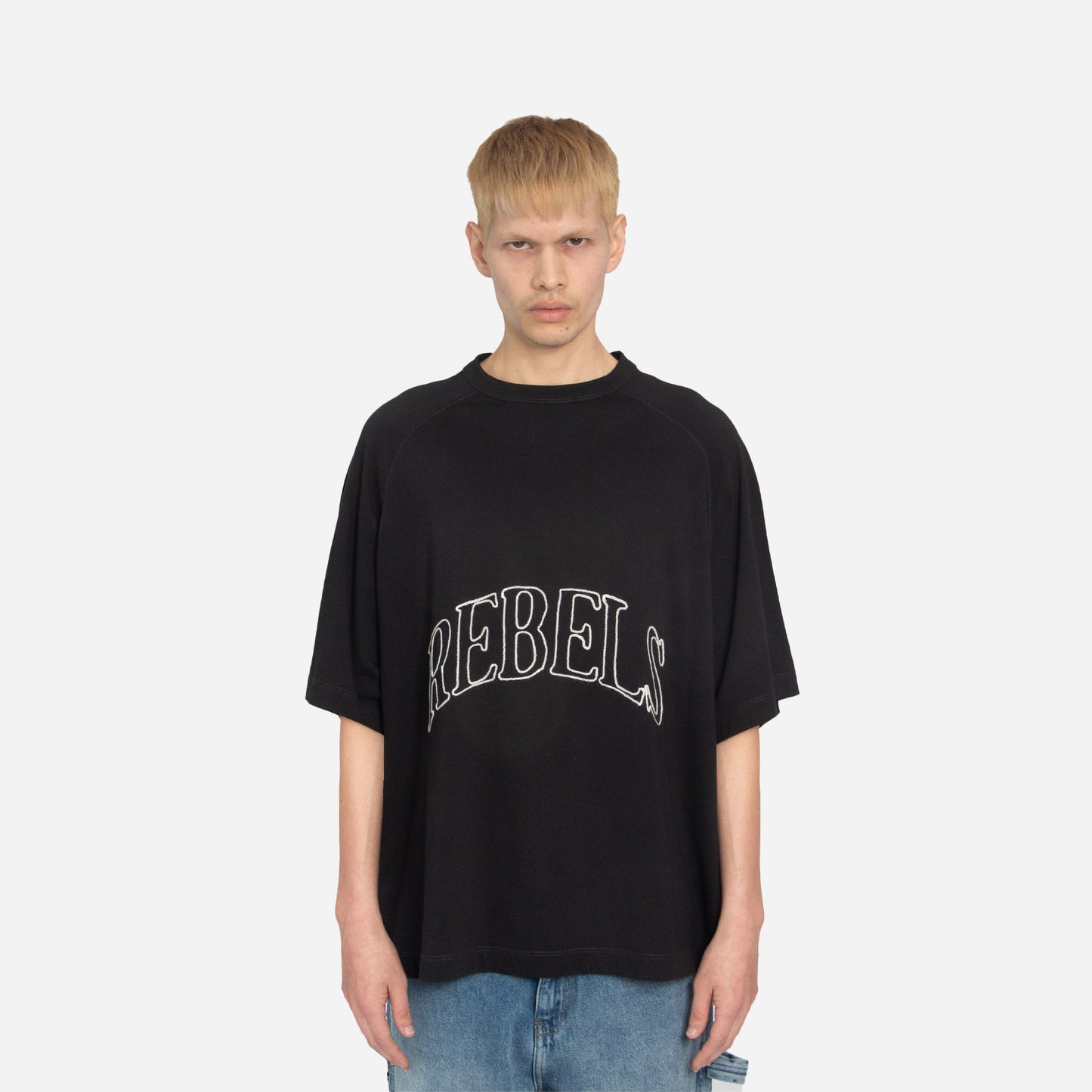 chainstitch ranglan t-shirt - black