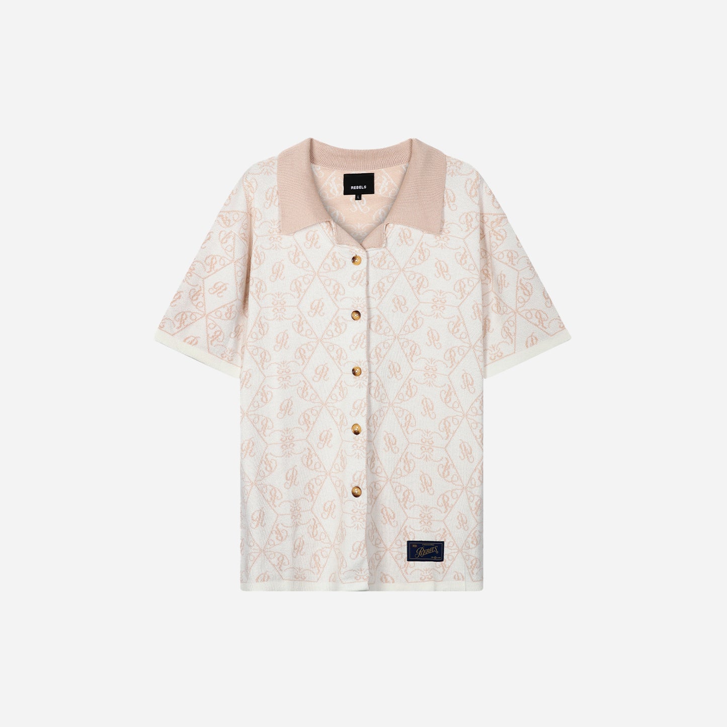 monogram camp shirt-beige+cream