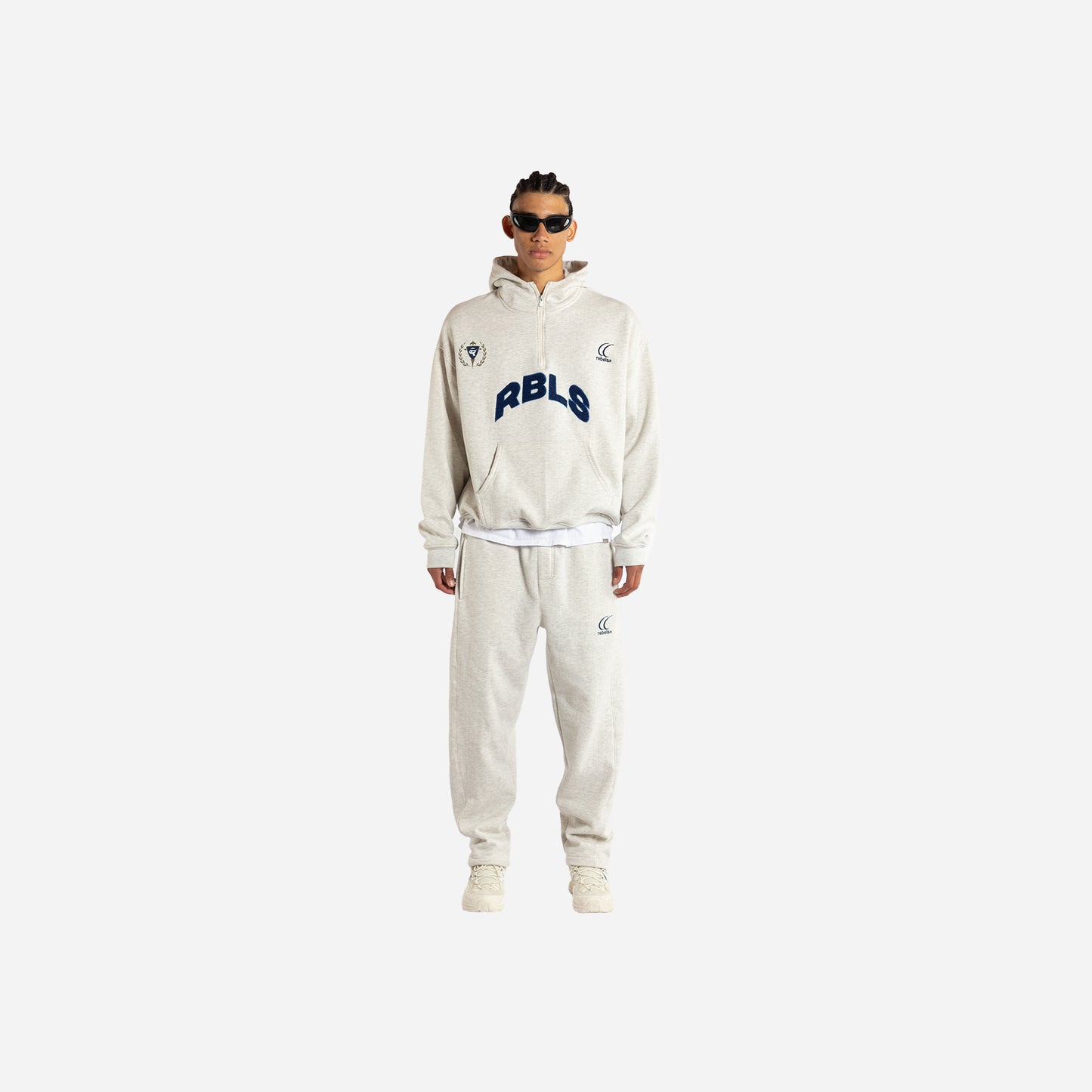O.O.D half -zip hoodie- cream melange