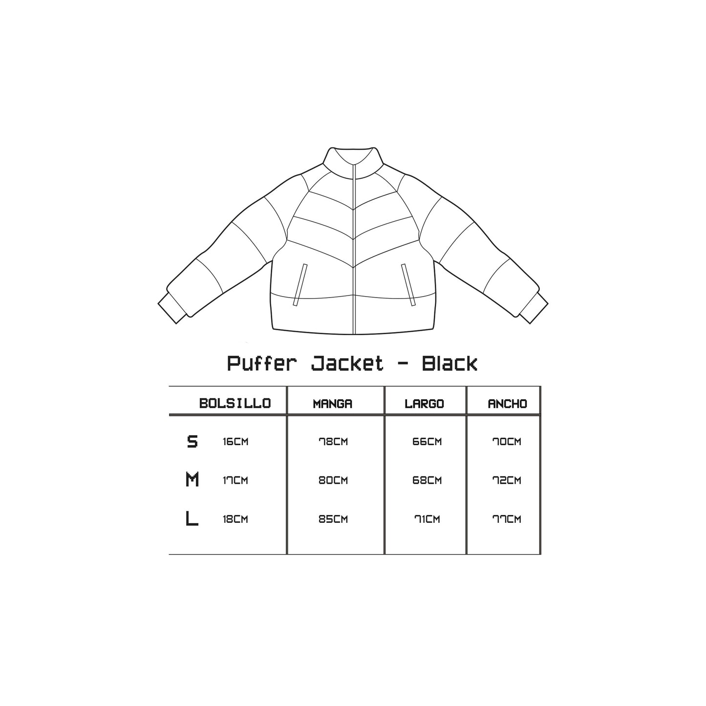 puffer jacket- black