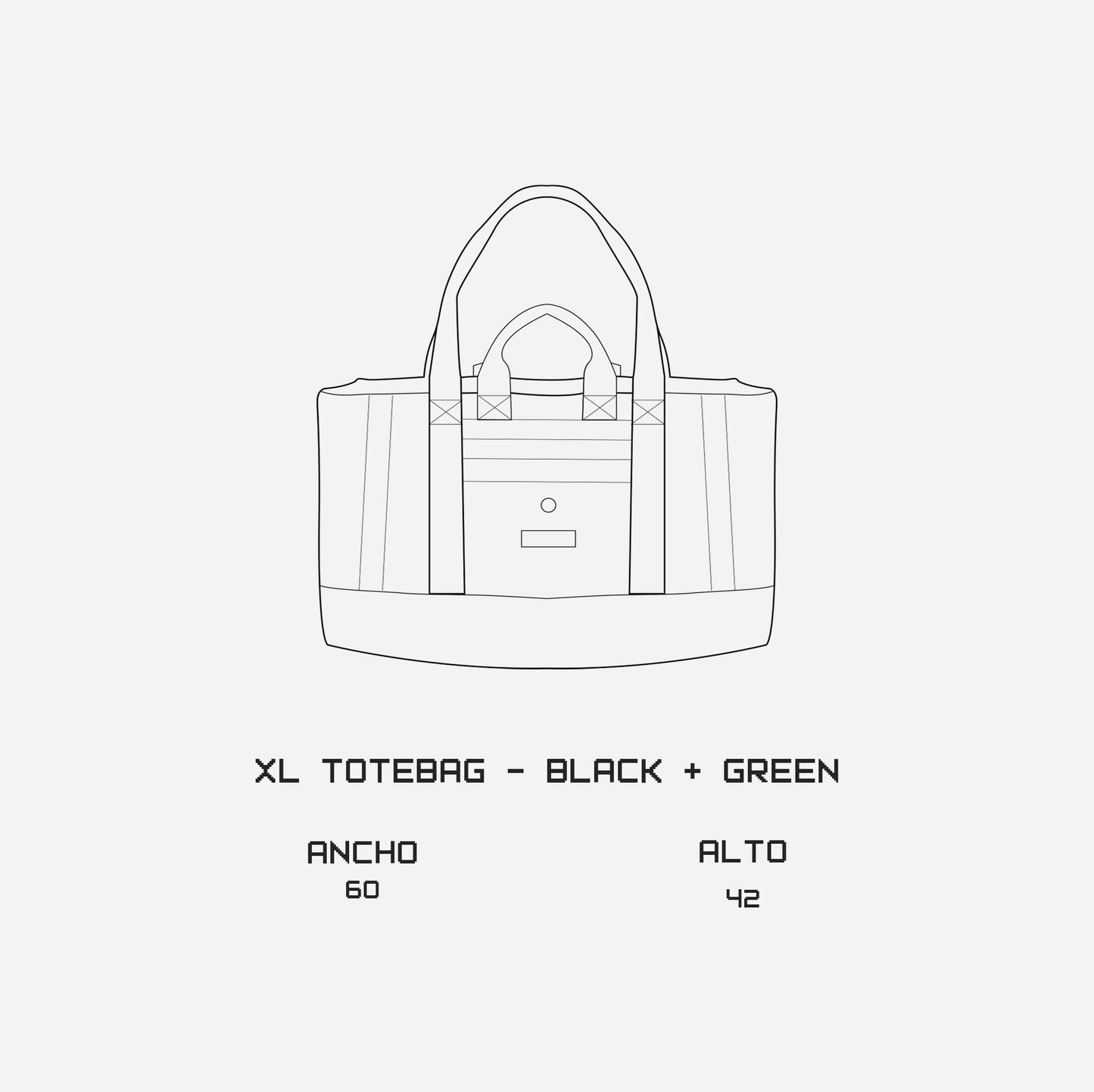 XL tote bag - black + green