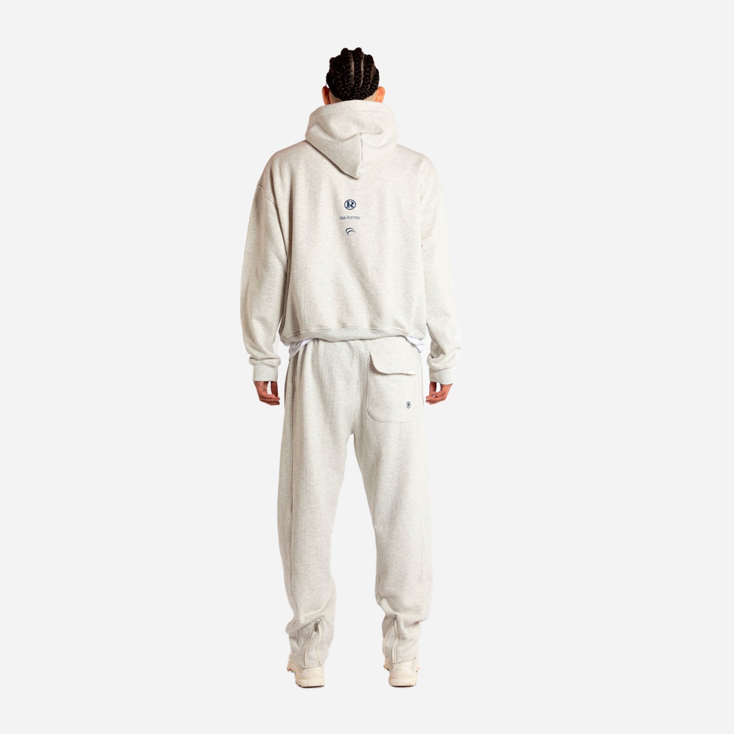 O.O.D half -zip hoodie- cream melange