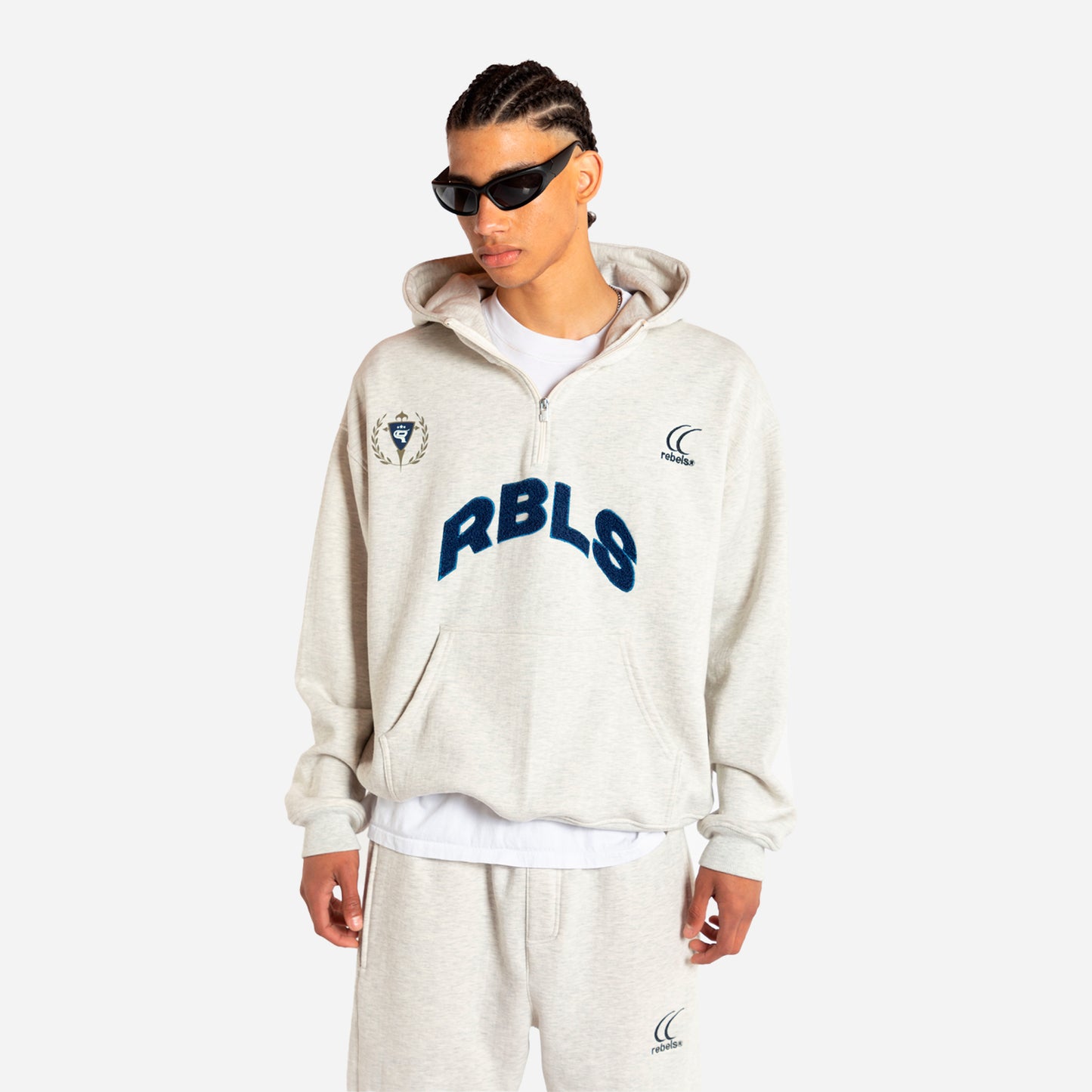 O.O.D half -zip hoodie- cream melange
