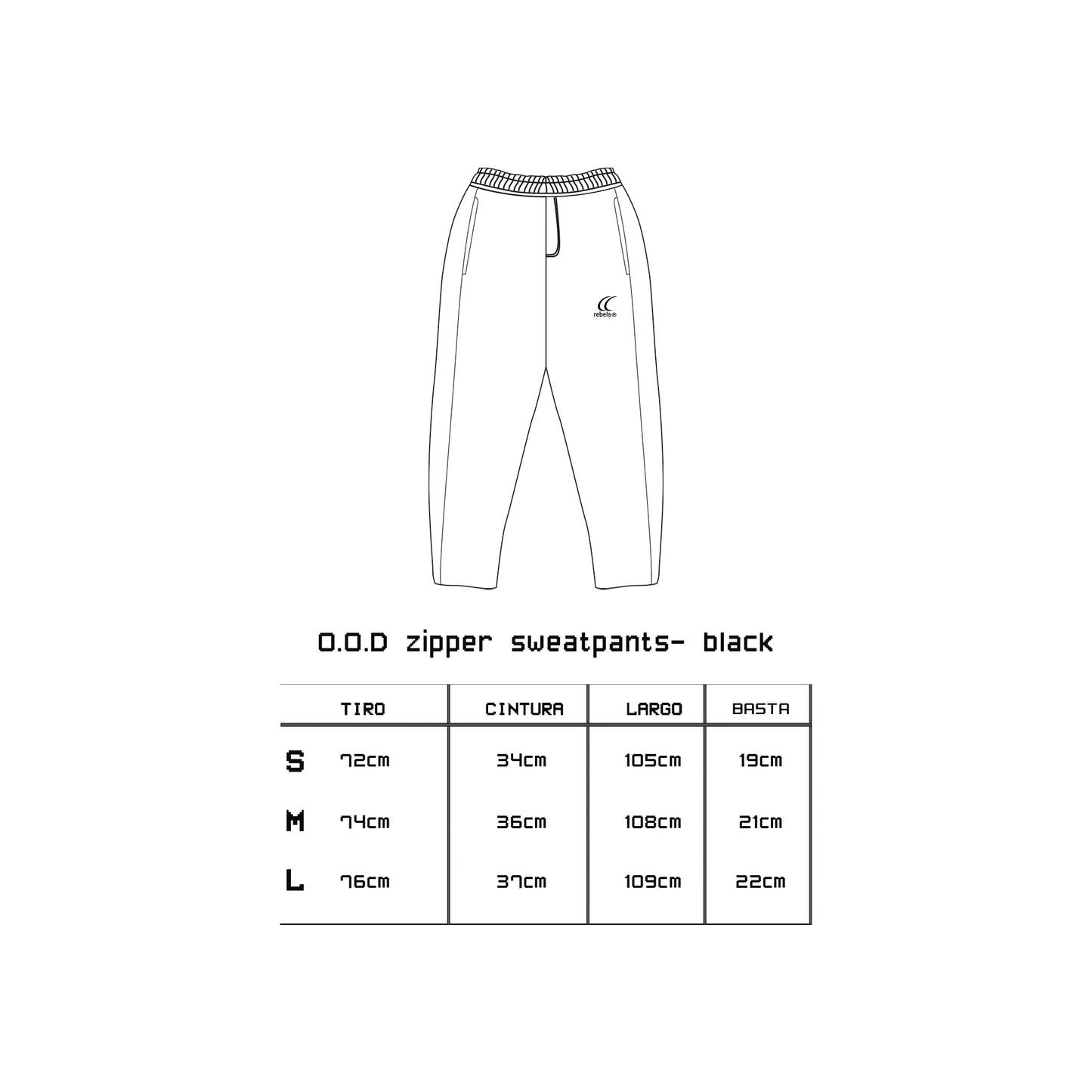 O.O.D zipper sweatpants- black