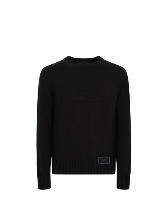 Intarsia logo sweater - black