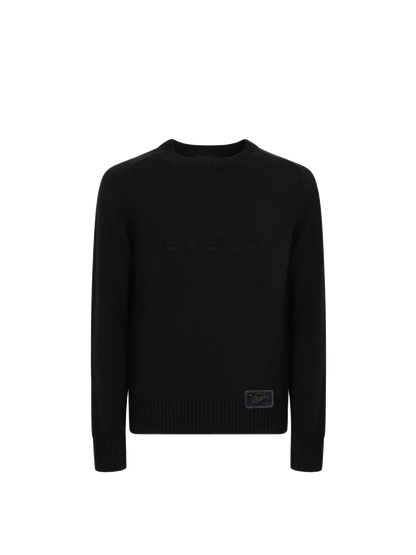 Intarsia logo sweater - black