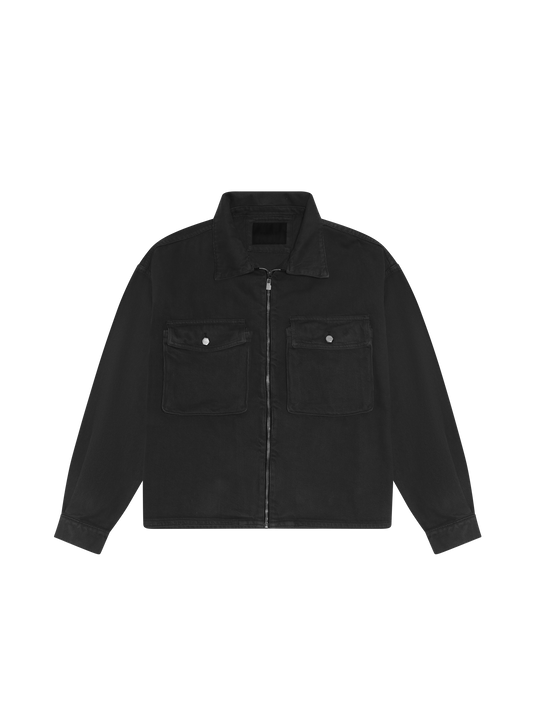 cargo crop jacket - black