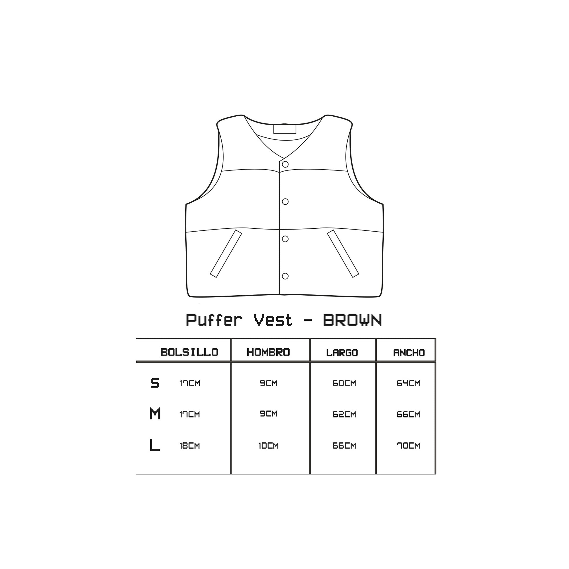 Puffer Vest /BLACK/BROWN/ Brown / M