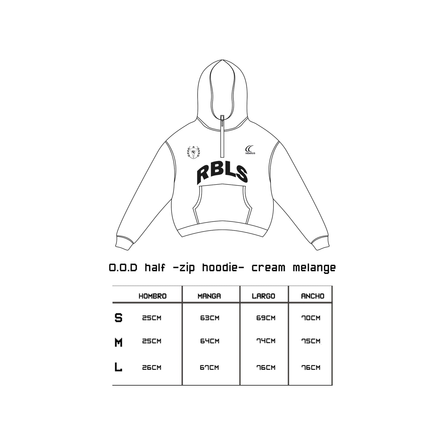 O.O.D half -zip hoodie- cream melange