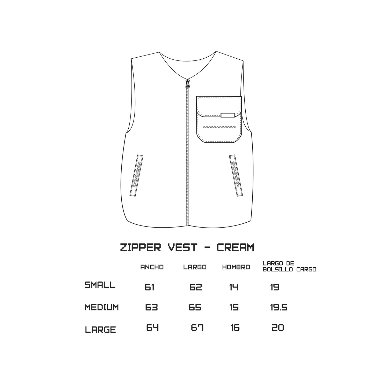 zipper vest - cream